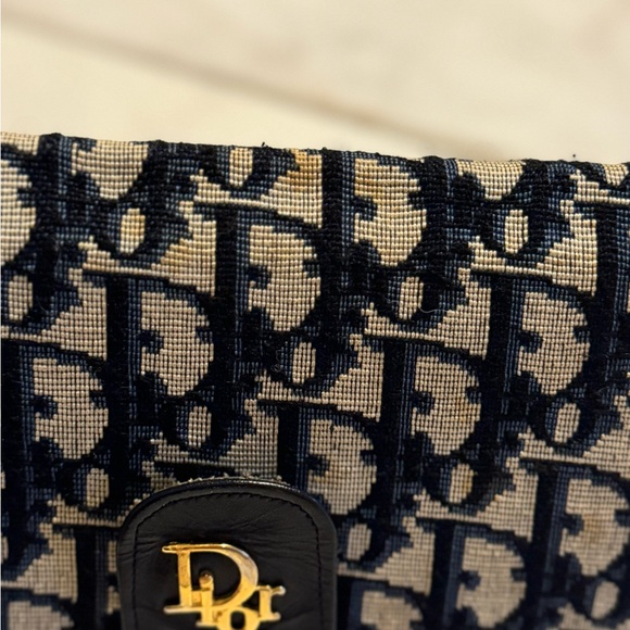 Dior Navy Foldover Wallet Kisslock Clasp - Picture 3 of 7